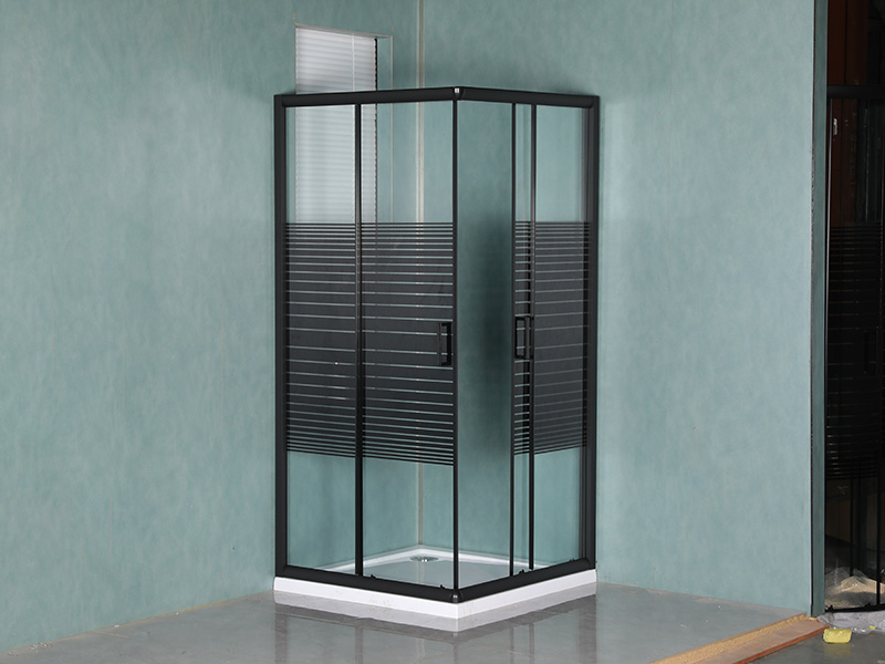Cabina de ducha deslizante cuadrada de perfil de aluminio negro SQ con manija de agujeros dobles Cabina de ducha deslizante cuadrada de perfil de aluminio negro SQ con manija de agujeros dobles