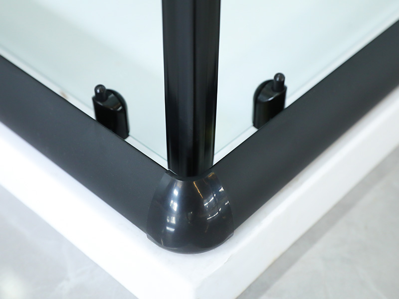 Cabina de ducha deslizante cuadrada de perfil de aluminio negro SQ con manija de agujeros dobles Cabina de ducha deslizante cuadrada de perfil de aluminio negro SQ con manija de agujeros dobles